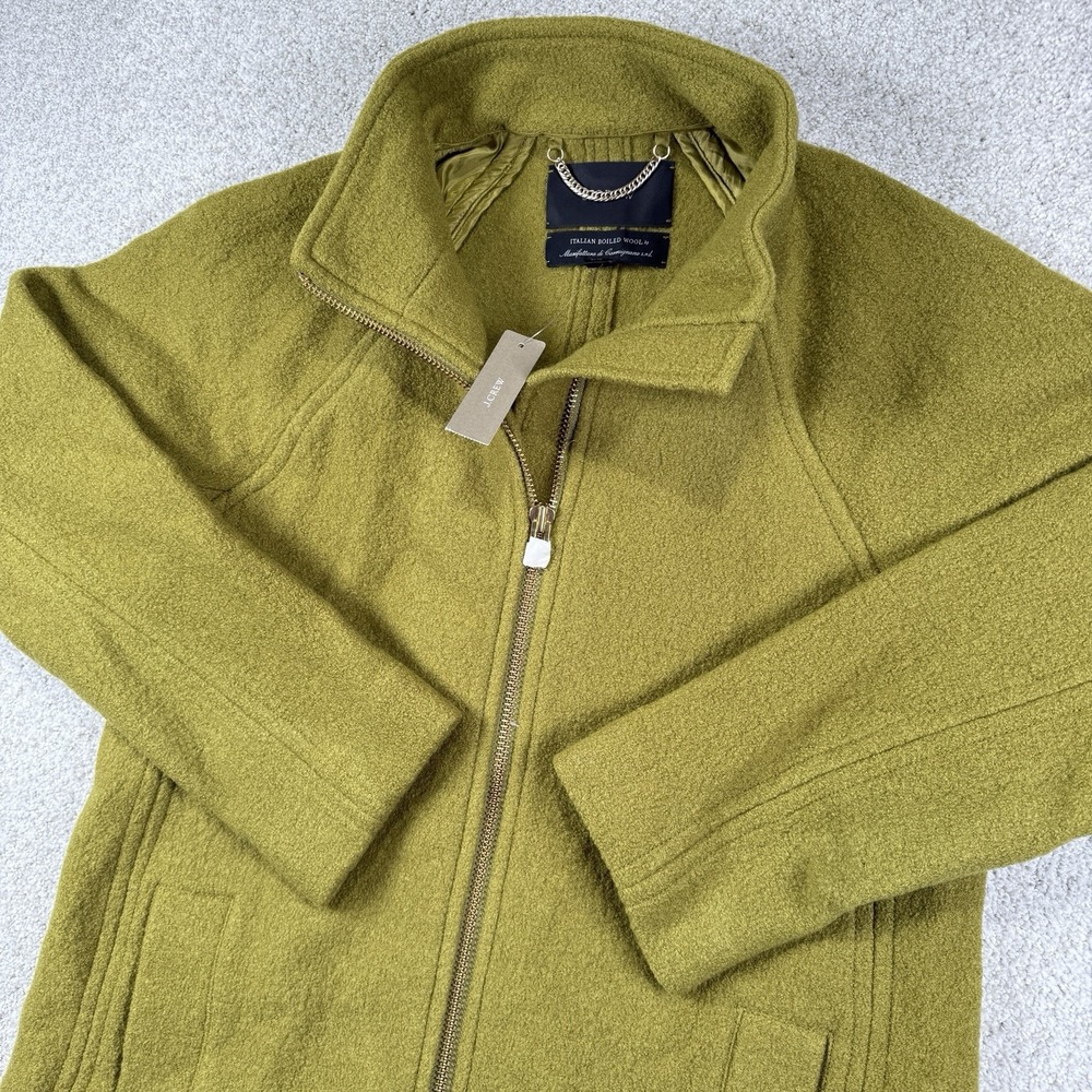 NEW J. Crew Swingy Coat Italian Boiled Wool Full Zip Jacket Green Size XS